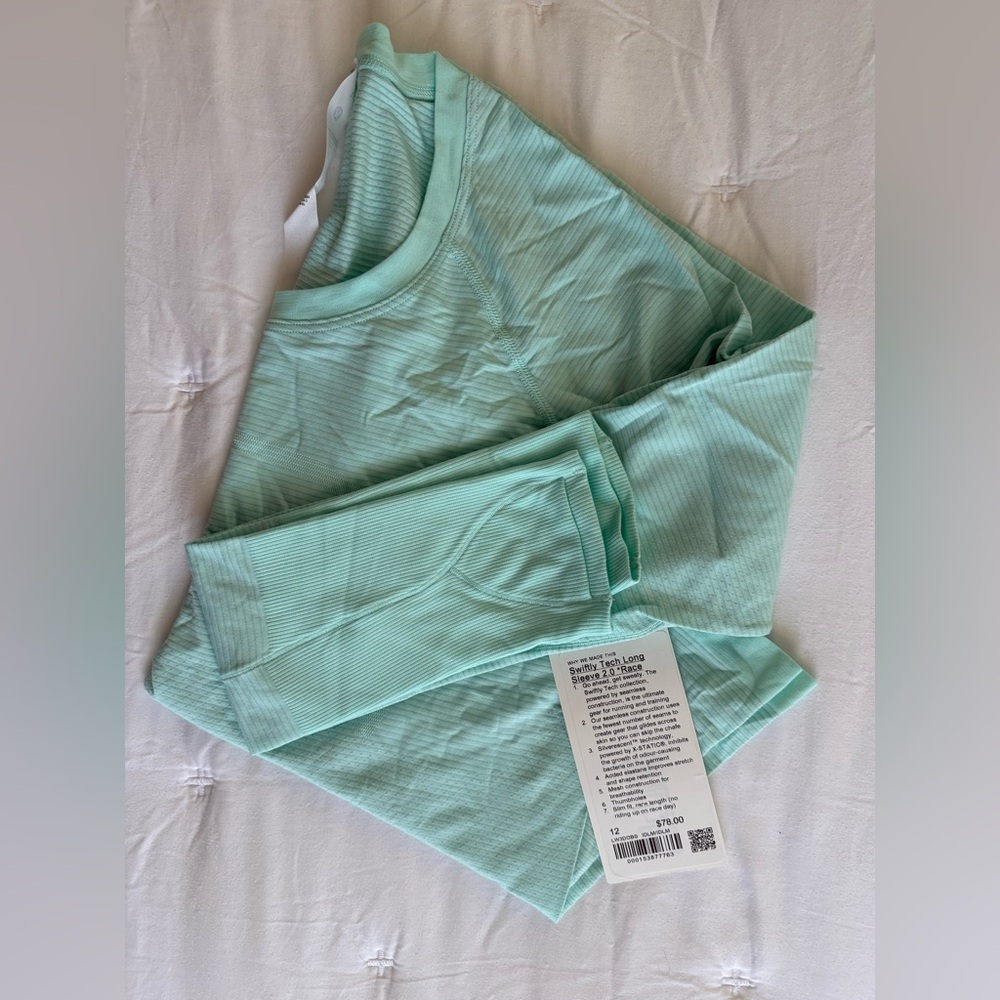 NWT Lululemon Swiftly Long Sleeve Race Length in Ideal Mint Size 12
